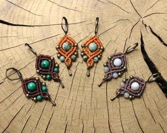 SEDNA | MACRAME EARRINGS Boho Hippie Festival Jewelry Christmas Gift Gift Idea Gift Healing Stone Beads
