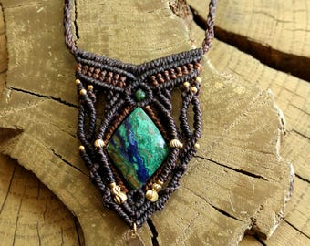 GAIA necklace with a beautiful azurite-malachite stone