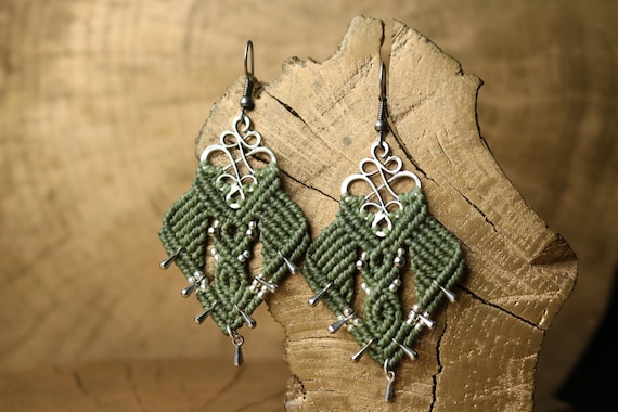 VENUS | MAKRAMEE OHRRINGE Geometrisch Boho Hippie Vintage Viereck Schmuck Geschenkidee Geburtstag Muttertag Hochzeit Weihnachtsgeschenk