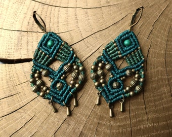 Macrame Earrings | KAMALA | Boho | Festival Jewelry | Gemstone Selection | Handmade