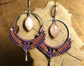 Macrame Earrings | FREYA SILV | Boho | Festival Jewelry | Gemstone | Labradorite | Sunstone | Handmade | Gift for Her |