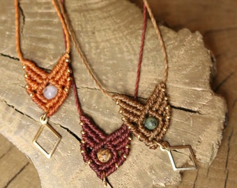 AGLAIA | MACRAME Necklace Healing Stone Jewelry Festival Natural Stone Bead Simple Boho Hippie Birthday Gift