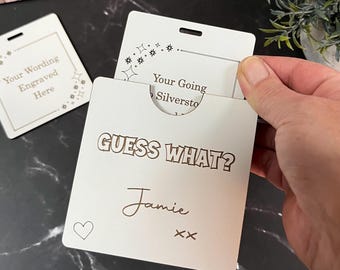 Secret Surprise Reveal, Guess What? Wooden Card, Personalised Love Letter.