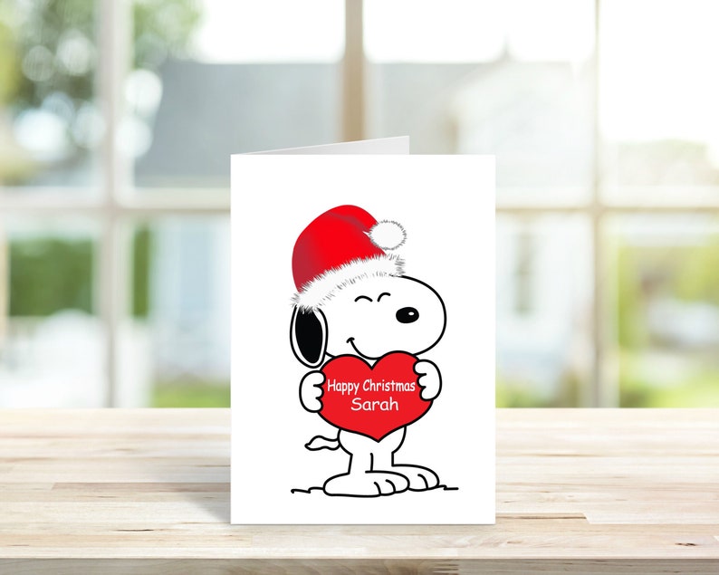 Personalised Snoopy Happy Christmas Card Cute sentimental | Etsy
