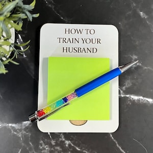 Funny Engraved Post-It Note Holder: Sarcastic Desk Organizer, How To Train Your Husband