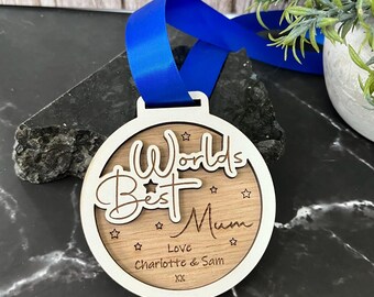 Worlds Best Mum, Birthday Mothers Day Wooden Medal, Award, Appreciation Medal