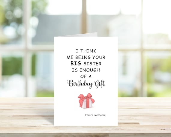 Little Sister Birthday Card Humour Funny Birthday Card - Etsy