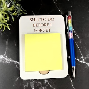 Funny Wooden Post-it- Note Holder: Sarcastic Work Desk Organizer, Work Pad