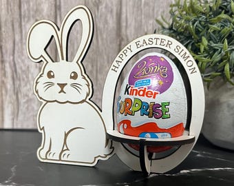Easter Bunny Chocolate Holder: Personalised Easter Envelope, Chikdren Table Stand, Place Setting