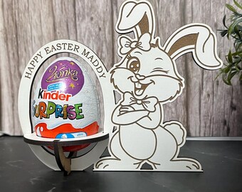 Easter Bunny Chocolate Holder: Personalised Easter Envelope, Children Table Stand