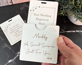 Secret Surprise Reveal, Wooden Card, Personalised Love Letter.