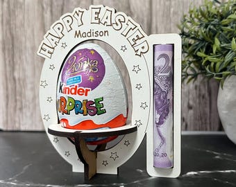 Easter Egg Chocolate And Money Holder: Personalised Easter Envelope, Chocolate Table Stand, Cash Gift