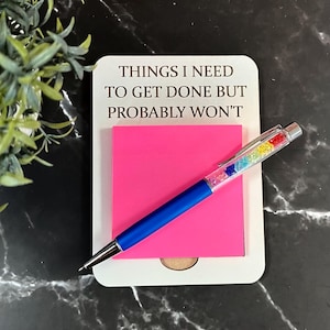Funny Engraved Post-it Note Holder: Sarcastic Desk Organizer, Note Pad