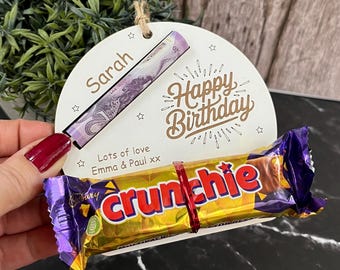 Personalised Birthday Chocolate & Money Holder, Wooden Cash Envelope, Children Gift