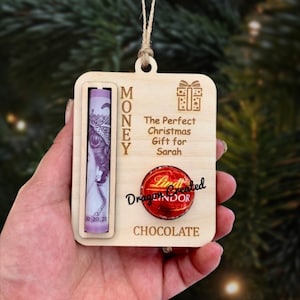 Christmas Money Holder Cash Gift, Chocolate Holder, Lint Chocolate Decoration Bauble Ornament, Money Holder, Children Gift, Wooden Keepsake,