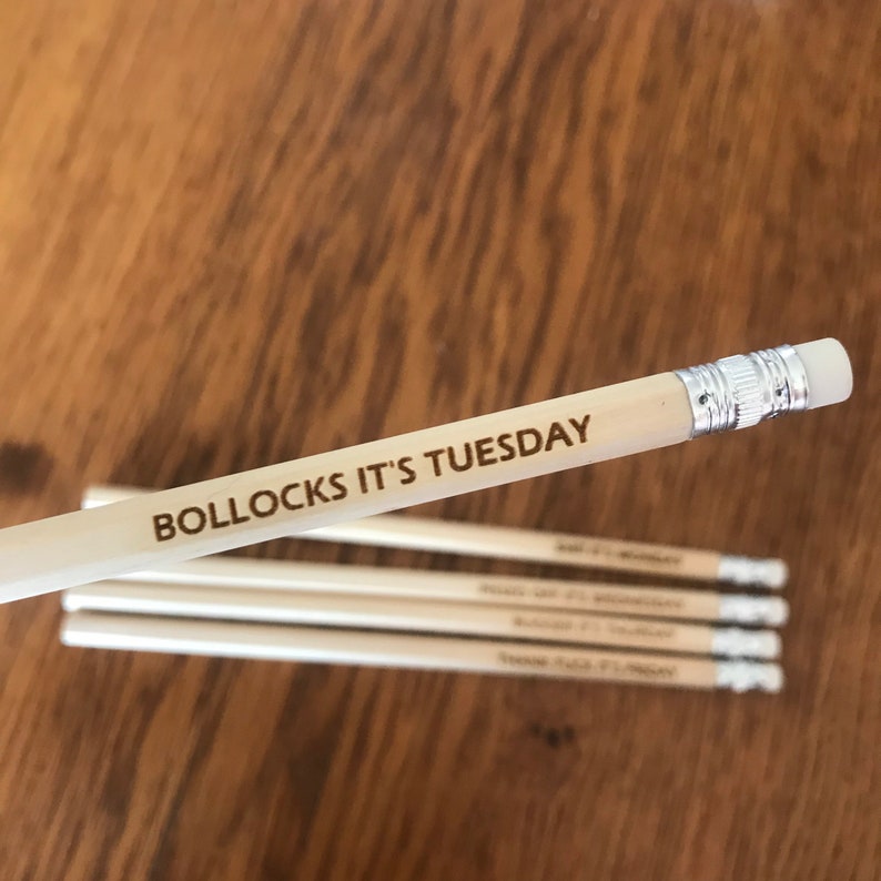Rude Pencils, MATURE Office Joke Pencils, Days Of The Week, Desk Swear Word Pencils, Adult, Funny Office Novelty Gift, Set Of 5 Pencils. image 2
