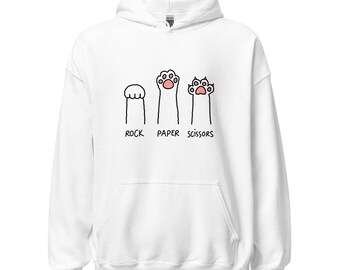 Rock Paper Scissors Hoodie / Cute Cat Hoodie / Cat Hoodie / Cat Paw Hoodie / Cat Lover Hoodie / Cat Lover Gift