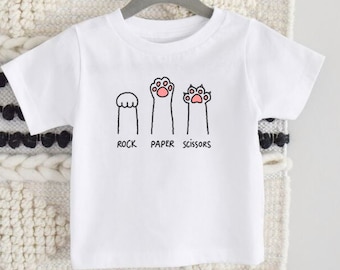 Rock Paper Scissors Baby Tee / Cute Cat Shirt / Cat Shirt / Cat Paw Shirt / Cat Lover Shirt / Cat Lover Gift / Baby Cat Tee /