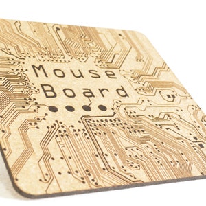 Tapis de souris circuit imprimé en liège gravé au laser, personnalisable, geek, nerd, ordinateur