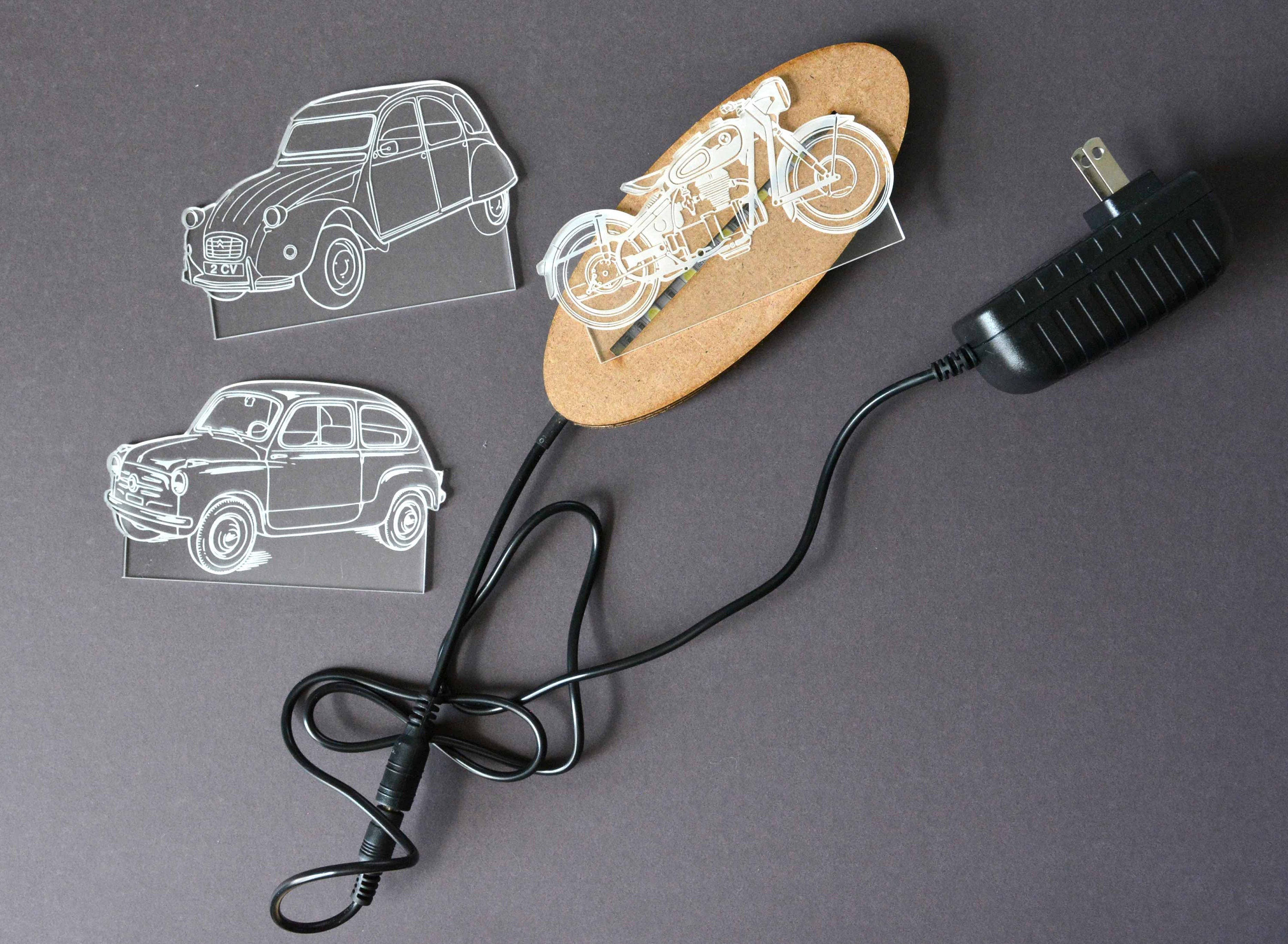 Grav'stylé: Lampe led 3D Citroën 2CV, retro, voiture, veilleuse