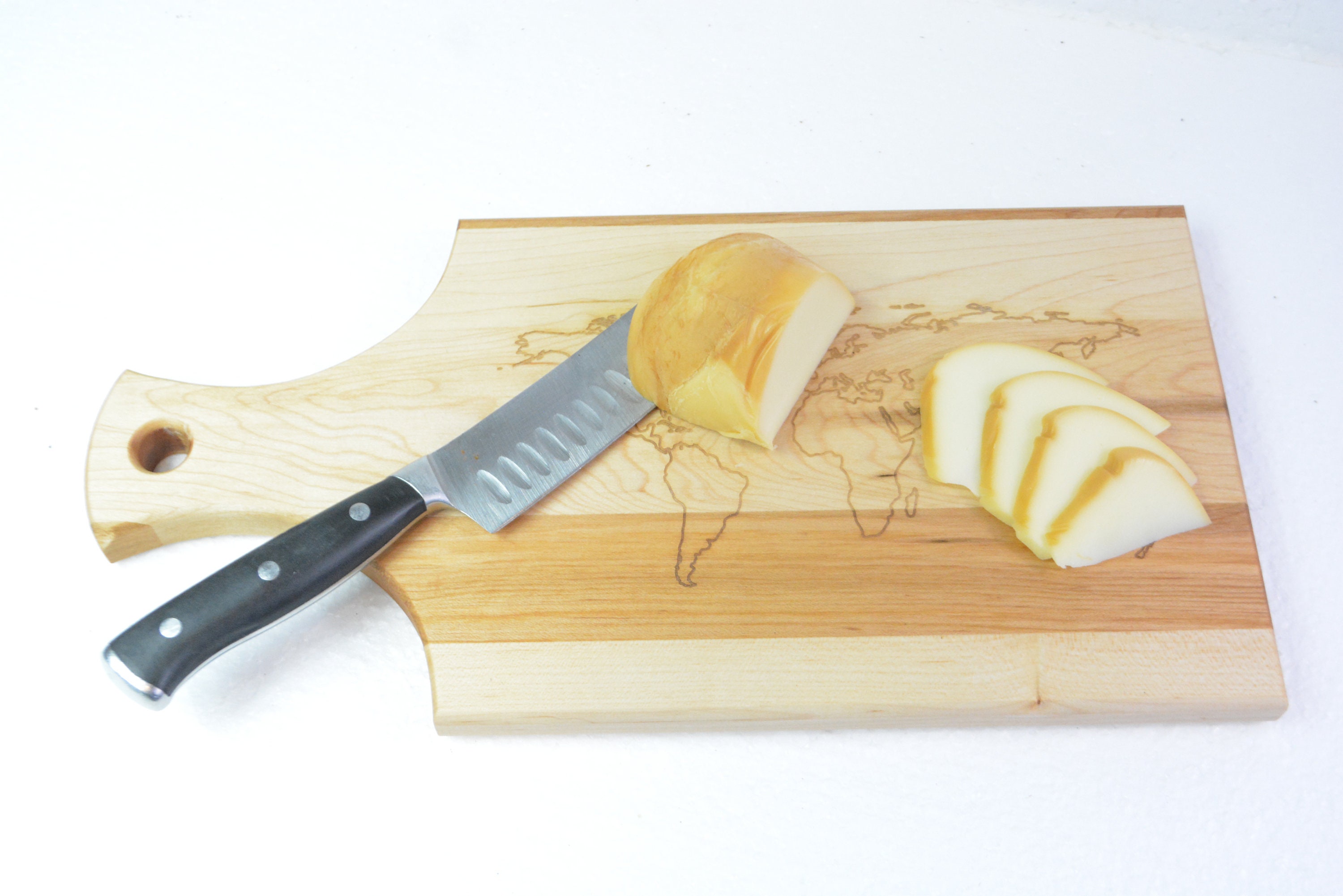 Planche à Découper Personnalisable, Carte Du Monde, Merisier Russe, Gravée Au Laser, Cuisine, Amis, 