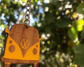 Drewniany brelok do kluczy typu kombi, przerobiony van, przygoda, podróże, cięcie laserowe, dostępne różne kolory, vanlife, lifestyle, camping