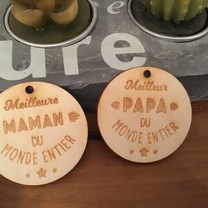 LIQUIDATION ! Porte clés en bois découpé au laser, personnalisable, papi, mamie, grand maman, merisier, érable, gravure laser, maman ,papa