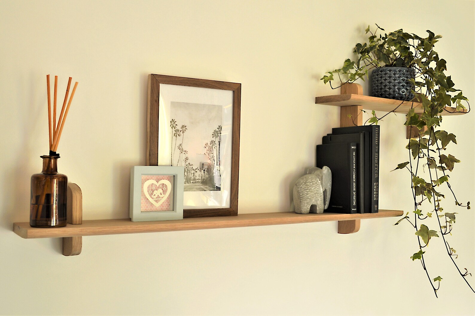 Split Level Wall Mounted Oak Shelf/wall Mounted Etsy