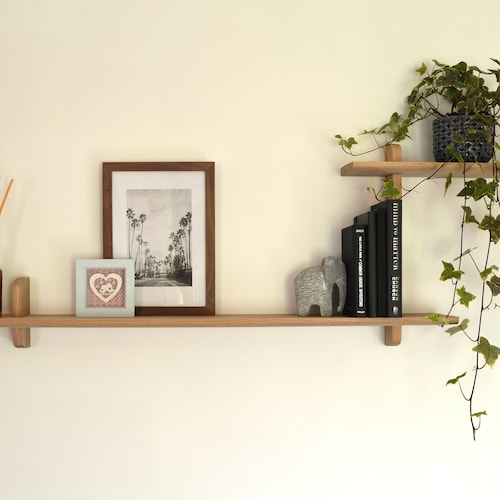 Split Level Wall Mounted Oak Shelf/wall Mounted Etsy