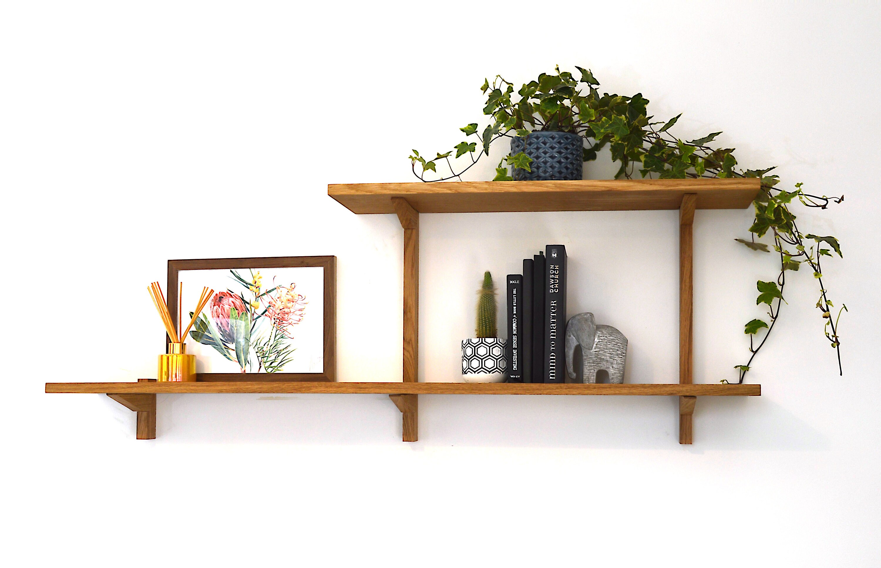 Split Level Wall Mounted Oak Shelf/wall Mounted Etsy UK