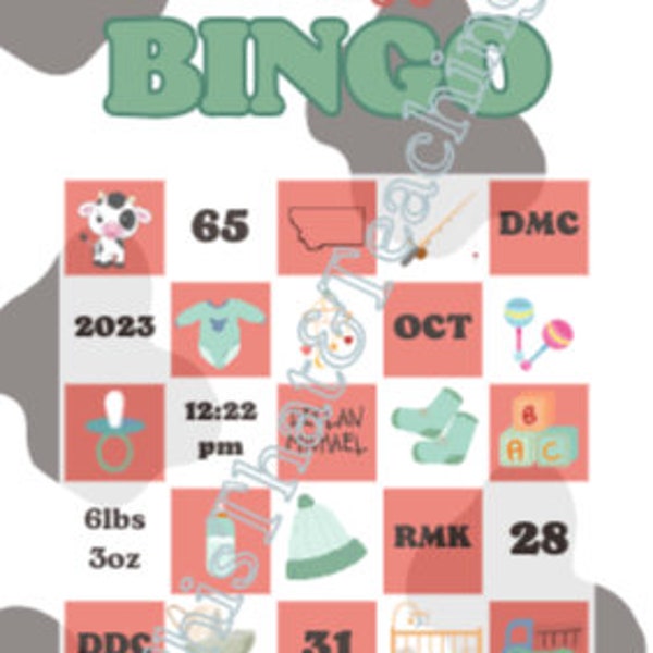 Customizable Bingo, Lil Nugget Bingo, Baby Shower Bingo, Sip and See Bingo, Chick-Fil-A themed party Bingo,