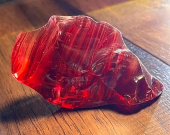 Rare Gem Bicolor Banded Raspberry Resonance/Gold Monatomic Andara Crystal 158.7 g.