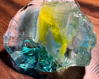 Rare Multi Rainbow Heart Andara Crystal 354g High Sierra Naea Collection Cosmic Ice Aqua Yellow Collector Display Specimen