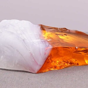 New - Very Rare Gem Bicolor Lemurian Etherium Gold/Banded Angel Aura Cosmic Ice Monatomic Andara Crystal 141.3 g.