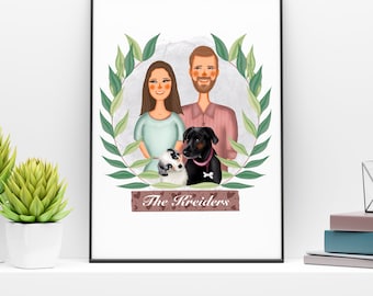 Family Portrait, Custom Portrait, Gift For Husband, Couple Portrait, Gift For Couple, Birthday gift, Anniversary Portrait, Digital Portrait.