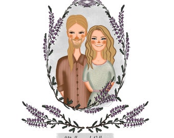 Ritratto di coppia personalizzato, illustrazione di coppia, ritratto digitale, ritratto di famiglia, regalo di anniversario, ritratto di matrimonio, ritratto da foto.