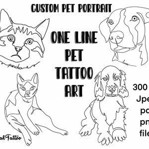 Custom Simple Outline Pet Portrait, Minimal Tattoo Design, Custom Line Tattoo, Custom Pet Tattoo, Outline Dog Tattoo, Memorial Pet Loss Gift
