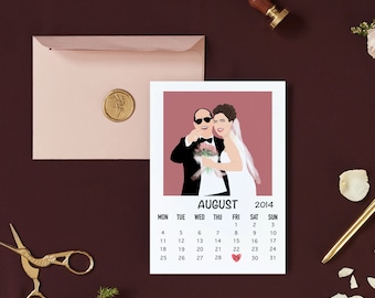 Calendario da parete, Ritratto di coppia, Salva la data, Sposa e sposo, Regalo di nozze, Regalo di anniversario, Regalo personalizzato