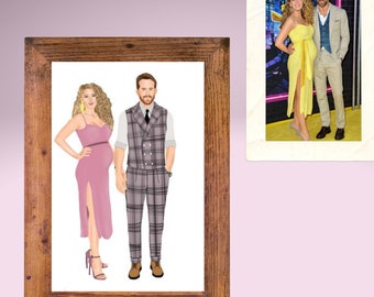 Regalo di nozze, Ritratto di coppia, Ritratto personalizzato, Regalo di coppia, Sposa e sposo, Regalo di fidanzamento, regalo personalizzato