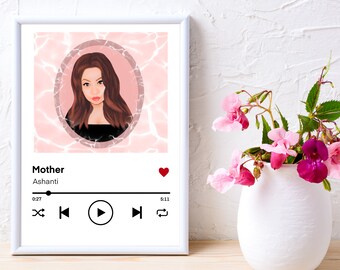 Copertina dell'album Spotify, Poster di Spotify, Regalo personalizzato,Ritratto personalizzato, Regalo per la mamma, Regalo per marito