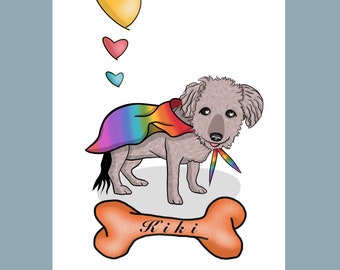 Ritratto di cane, Ritratto di animali domestici, Regalo di perdita di animali domestici, Ritratto di cartone animato