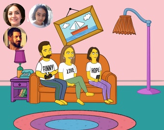 Ritratto dei Simpson, Ritratto dei cartoni animati, Tazza dei Simpson, Regalo del miglior amico,Ritratto personalizzato,Ritratto di famiglia
