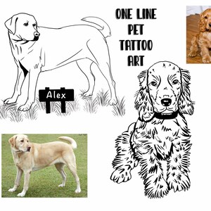 Custom Simple One Line Pet Portrait, Tattoo Design, Minimal Tattoo, Custom Line Tattoo, Custom Pet Tattoo, Outline Dog Tattoo, Pet Line Art.