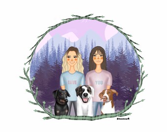 Regali personalizzati, ritratto di coppia, ritratto di anniversario, ritratto da foto, illustrazione digitale, ritratto di cartone animato, ritratto di San Valentino.