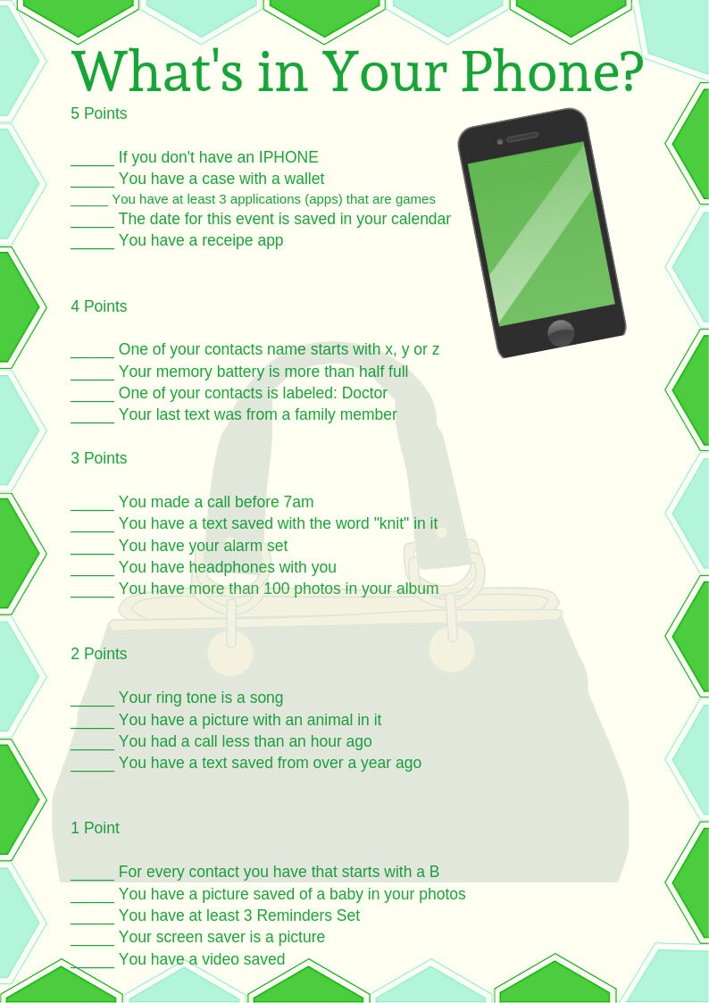What's in Your Phone Printable Party Game - Etsy