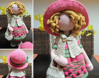 Muñeca Amigurumi Pia, crochet doll, muñeca de ganchillo, regalos originales, muñeca de colección