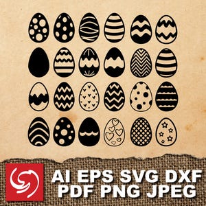 SVG Easter Eggs Heart Star Swoosh Swirl Decoration Ornament DIY Gift Doodle Clipart Shape