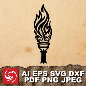 PNG SVG File Torch Light Fire Flame Blaze Vector Graphic Silhouette Shape Clipart Digital Art Illustration