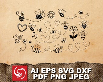 PNG SVG File Bee Honey Flower Honeycomb Beehive Bumble Insect