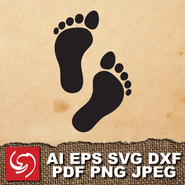 DOWNLOAD - Feet Barefoot Footprint Toes Silhouette Shape - ai, eps, dxf, svg, pdf, jpeg, png